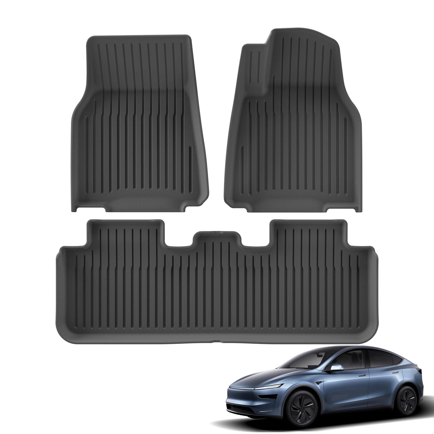 LUCKEASY Floor Mats RHD for New Tesla Model Y 5seats Launch 2025+ Juniper TPE Cargo Liner Trunk Mats Backrest Pad Protection