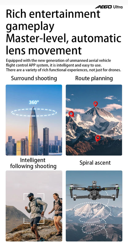 AE60 Ultra Drone 4K Camera Drone with 3-Axis Gimbal 5G GPS 360 ° Obstacle Avoidance Foldable Quadcopter 20KM Security Drone UVA
