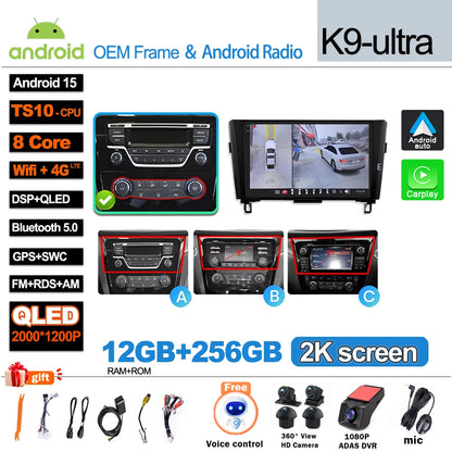Car Radio For Nissan X-Trail Qashqai 2 J1T32 Qashqai J10 J11 2014 2015 2016 2017 2018 2019  Wireless WIFI GPS Carplay Auto DVD