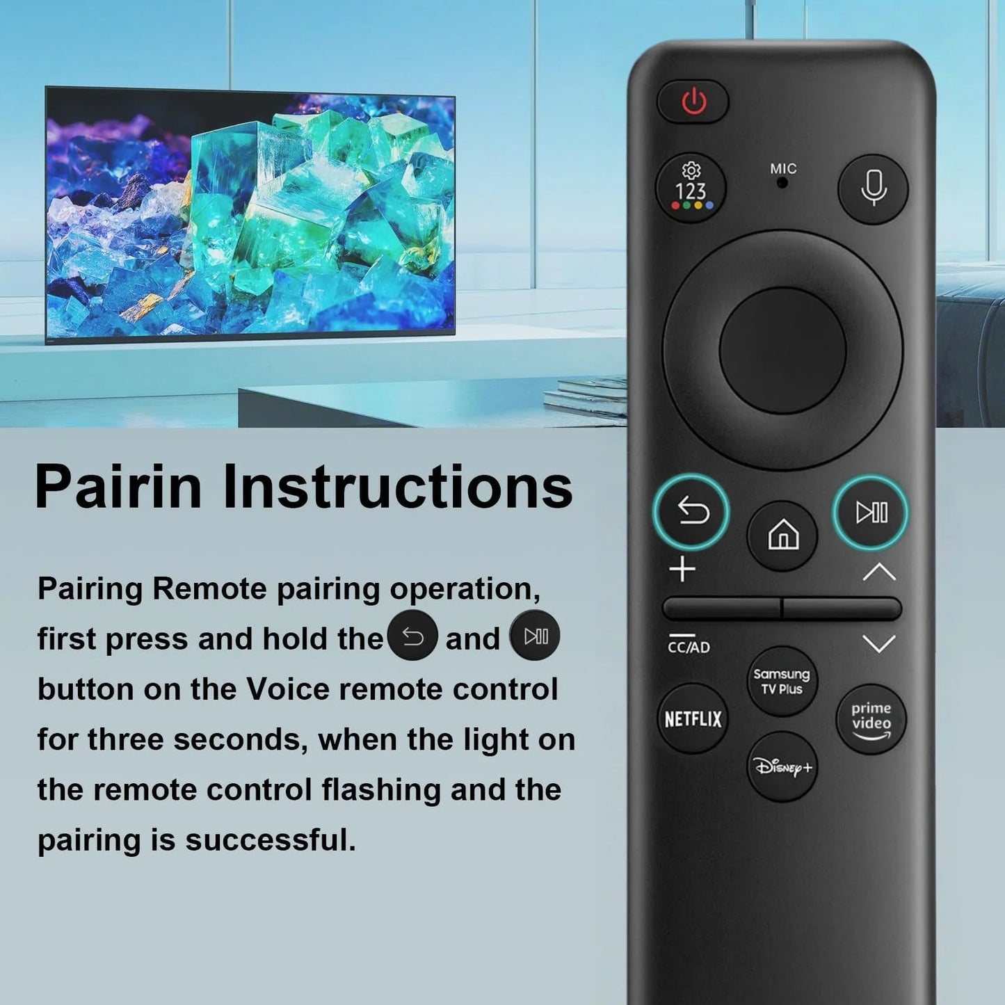 BN59-01432A TM2360E Rechargeable Voice Remote for Samsung Smart TVs, Replacement for All 2021–2025 Samsung TV Remote with Sloar