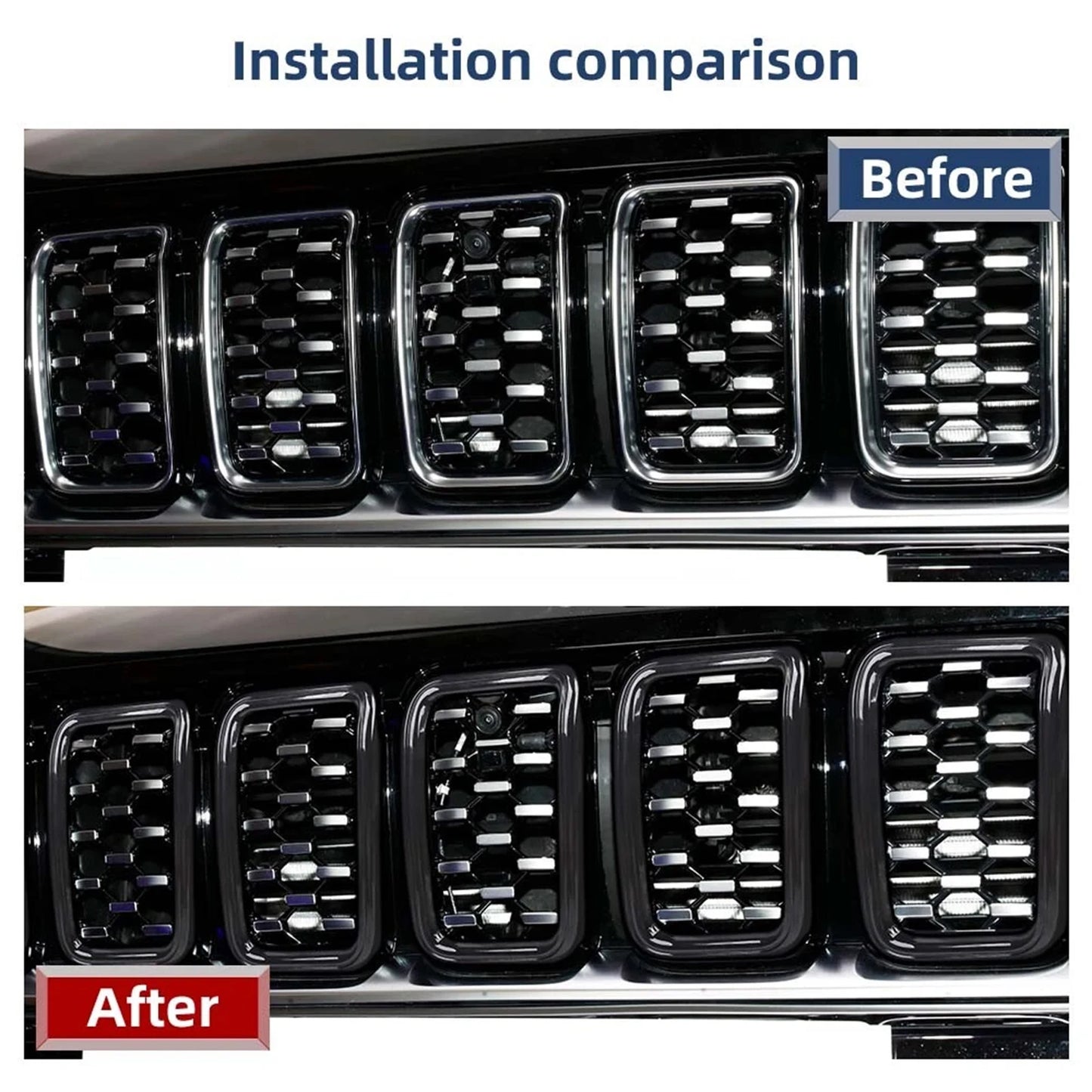 7PCS Car Front Grille Grill Inserted Mesh Cover for Jeep Compass 2021 2022 2023 2024 2025 Racing Grills Exterior Accessories