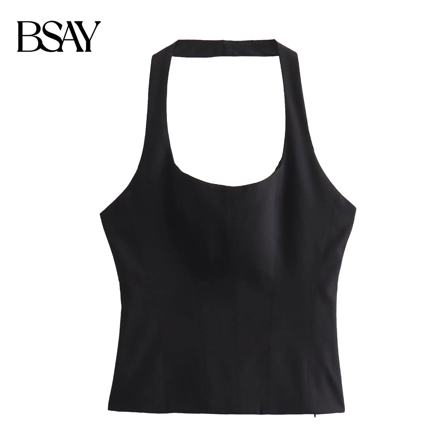 BSAY Women Fashion Summer White Halter Backless O-neck Comfortable Sling Crop Top Chic Female Sexy Streetwear Vest Mujer