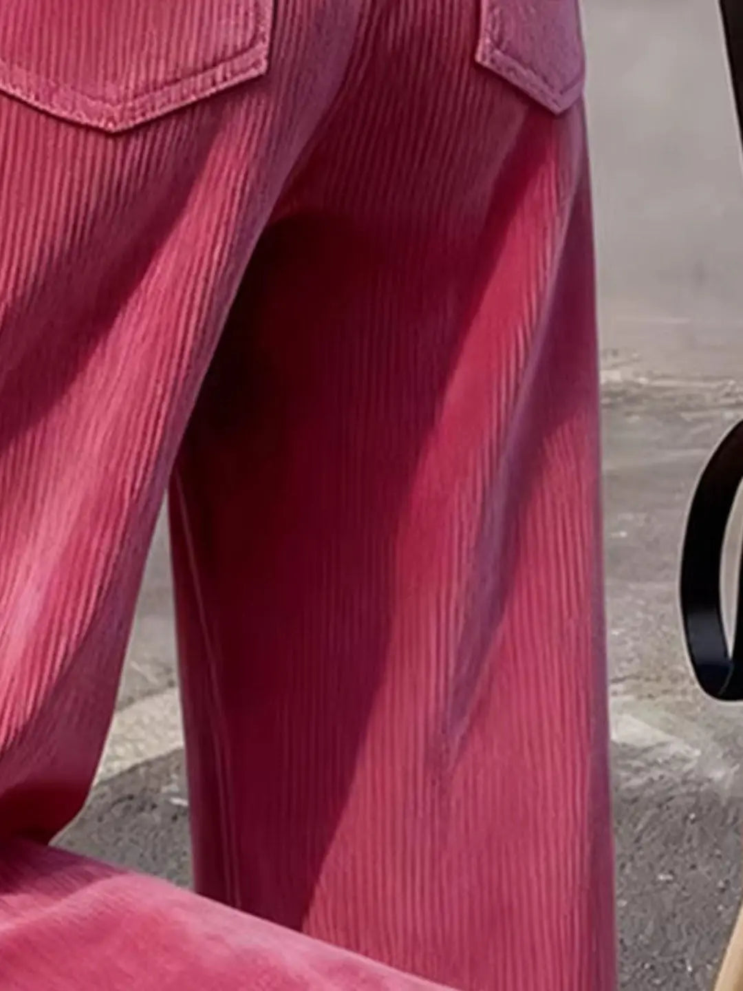 Korean Style High Waist Thickened Corduroy Wide Leg Pants Women's Winter New Style Side Button Long Trousers Casual Pants