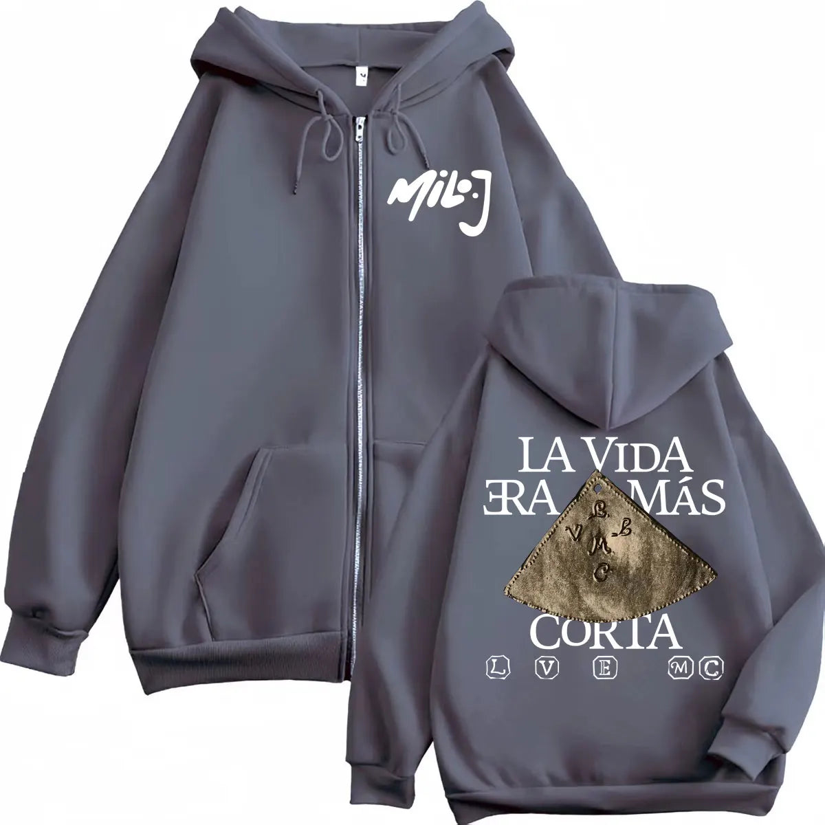 Rapper Milo J La Vida Era Mas Corta Merch Zipper Hoodie Fashion Hip Hop Zip Up Sweatshirt Men's Women's Casual Fleece Pullovers