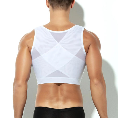 Men's Post-Surgery Compression Vest Liposuction Shapewear Body Cinching Zipper Tummy Tuck Garment Top for Recovery