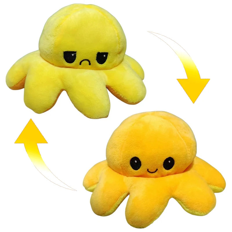 Double-Sided Octopus Plush Toy Purple and Blue Double-Sided Flip Plush Toy with Embroidered Details A Cute Collectible Plush Toy