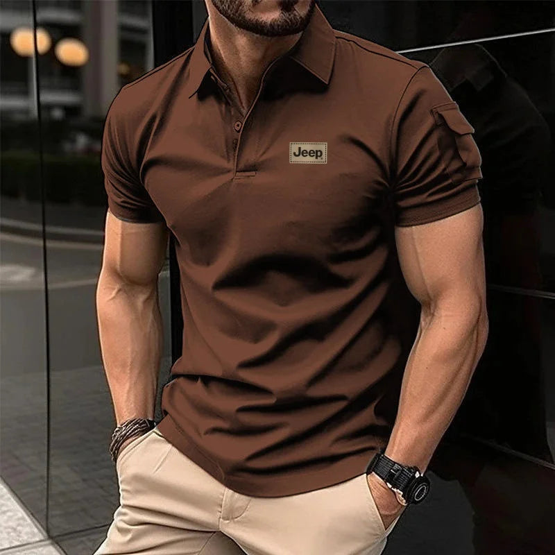 Jeep Spirit Polo Shirt Summer Men's Short Sleeve Casual Business Shirt Paired with Collar Shirt