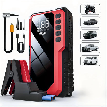 5000A Peak Car Jump Starter with 150PSI Air Compressor Portable Car Battery Booster Pack 12V Auto Starting Device for Gas/Diesel