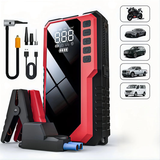 5000A Peak Car Jump Starter with 150PSI Air Compressor Portable Car Battery Booster Pack 12V Auto Starting Device for Gas/Diesel
