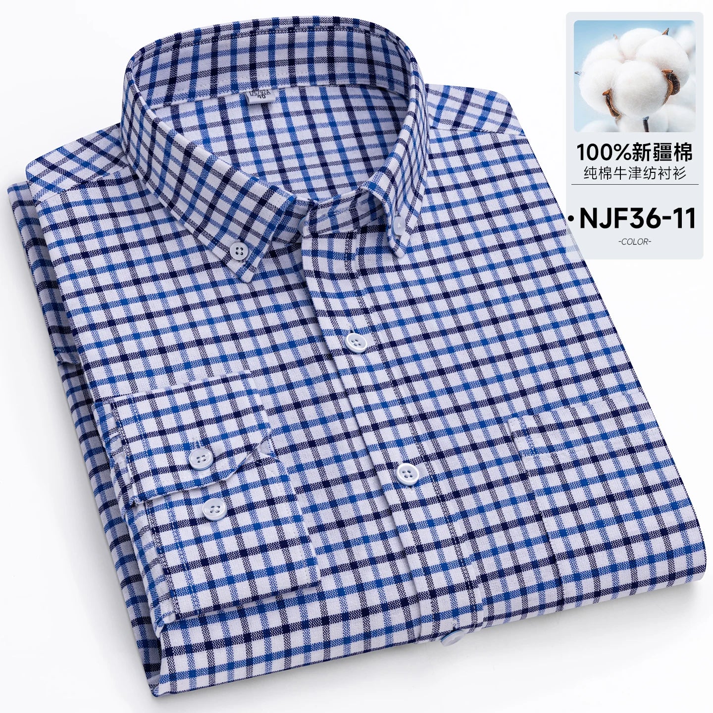 New in Tops Pure Cotton Oxford Plaid Striped Shirts For Men Long Sleeve Classic Business Formal Slim Fit Casual Designer Clothes