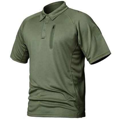Men's Short Sleeve Polo Shirts Summer Tactical Polo with Zip Pocket Outdoor Hiking Golf Shirt Big Plus Size USA Size