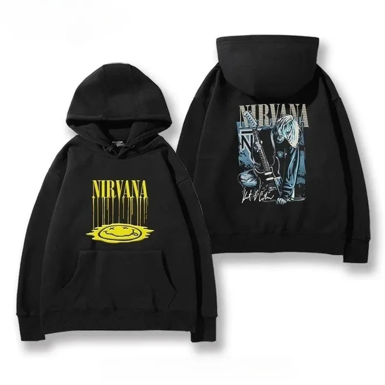 Classic Rock Band Nirvana Kurt Cobain Graphic Print Hoodie Men Women Loose Oversize Sweatshirt Streetwear Harajuku Wind Pullover