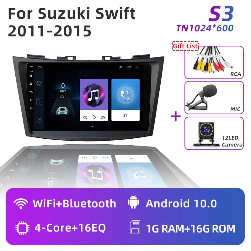 JUNDOF 9" CarPlay 2DIN Android Auto Car Radio Stereo For Suzuki Swift 2011 2012 2013 2014 2015 2016GPS Multimedia Video Player