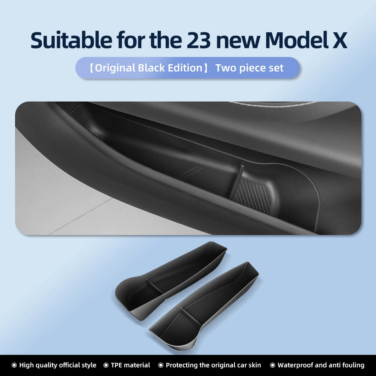 Car Door Side Storage Box  For Tesla Model X S 2023 2024 TPE Gate Slot Anti Dirty Storage Organizer Tidying Car Accessories