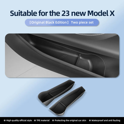 Car Door Side Storage Box  For Tesla Model X S 2023 2024 TPE Gate Slot Anti Dirty Storage Organizer Tidying Car Accessories