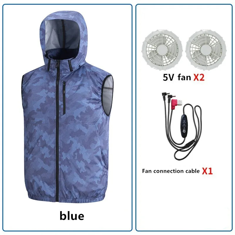 New Heatstroke Prevention And Cooling Sleeveless Coat Outdoor Fishing Construction Site Work With Fan Vest(Excluding Power Bank)