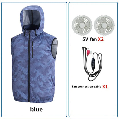 New Heatstroke Prevention And Cooling Sleeveless Coat Outdoor Fishing Construction Site Work With Fan Vest(Excluding Power Bank)