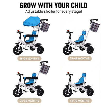 4 In 1 Tricycle Bike Trike Baby Prams Kids Stroller Toddler Ride-On Toy Gift AAA