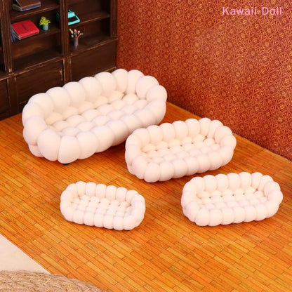 [DO]Dollhouse Living Room Furniture Decoration Dollhouse Simulation Cloud Sofa Model Dolls House Micro Scene Pretend Play Toys