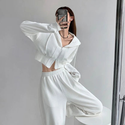 Full Zip Up Women's Hoodies Sweatshirts Plain Korean Clothing Aesthetic 90s Vintage Essential Basic Female Hooded Top Cropped