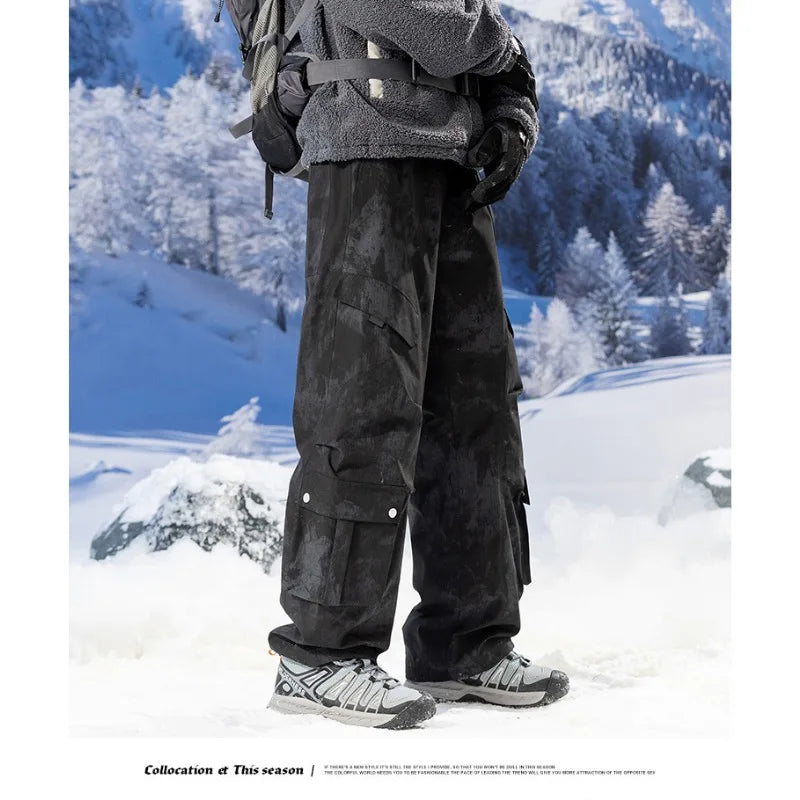 Men's 90% White Duck Down Ski Pants Waterproof Windproof Thermal Trousers Outdoor Wear Resistant Snow Sports Overalls Men