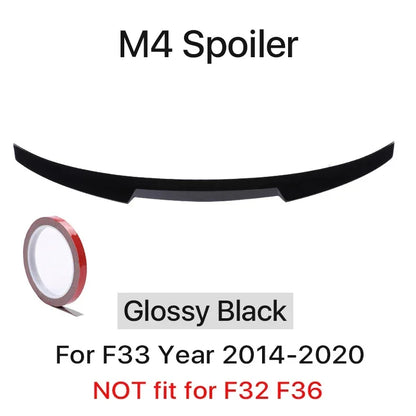 Rear Trunk Spoiler Bumper Lip For BMW 4 Series F32 F33 F36 Carbon Fiber PSM M4 MP Style Wing Tail Kit 2014-2020 Gloss Black