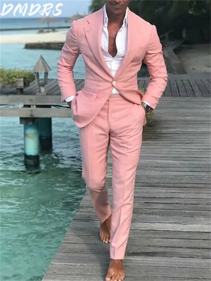 Handsome Multicolor Men Suits Slim Fit Formal Gentlemen Wedding Suits for Men Tuxedos Blazer 2 Pieces (JACKET+PANTS)