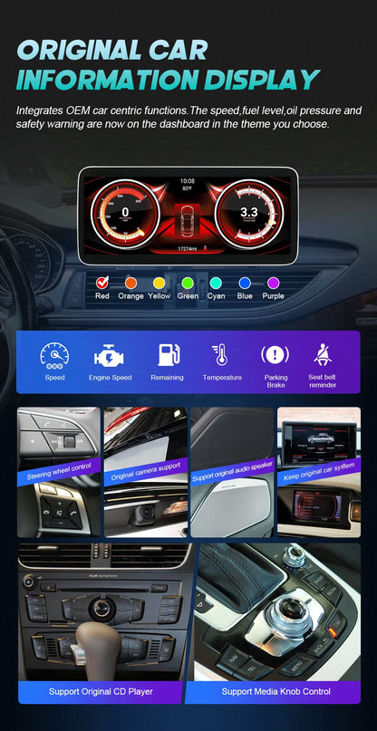 CarPlay For Audi A4 B8 A5 2008 2009 2010 MMI 2G High CD Changer Android 14 8+128GB Car Multimedia Player Stereo GPS Navi Screen