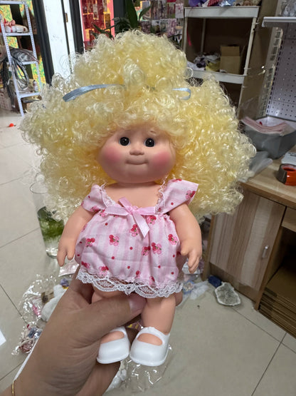 Afu Cute Chubby Face Full Vinyl Cabbage Patch Doll Curly Hair Handmade Collectible Toy For Adult Collection Home Decor