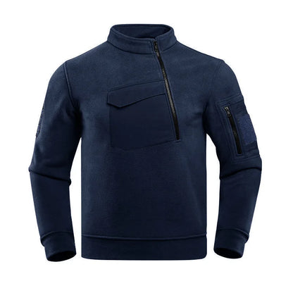 New Men's Hooded Sweatshirts Casual Autumn Winter Fleece Sweatshirt Hiking Tactical Zip Sweatshirt Thicken Solid Color Sweater