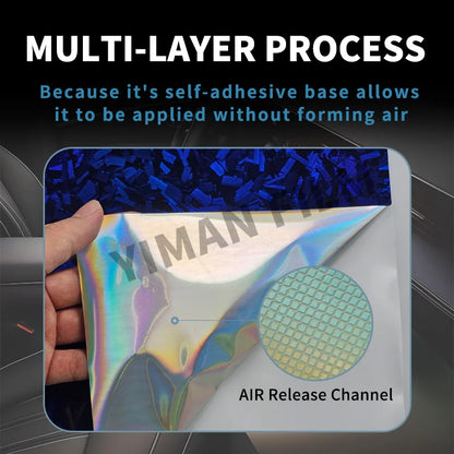 High Gloss Forged Laser Rainbow Carbon Fiber Silver Car Carbon Film Black Vinyl Wrap Tuning Auto Accessories Sticker for Car