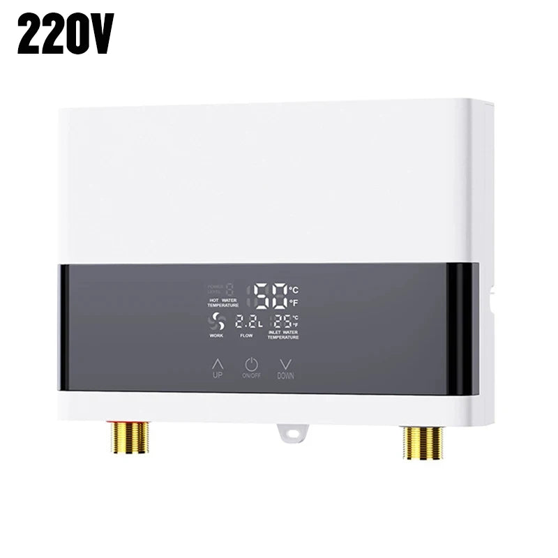 110V 220V Instant Water Heater Bathroom Kitchen Wall Mounted Electric Water Heater LCD Temperature Display with Remote Control