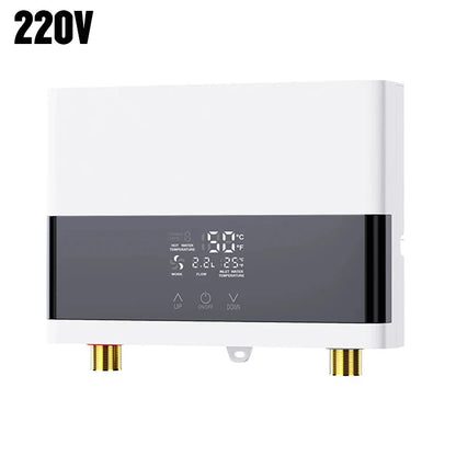 110V 220V Instant Water Heater Bathroom Kitchen Wall Mounted Electric Water Heater LCD Temperature Display with Remote Control