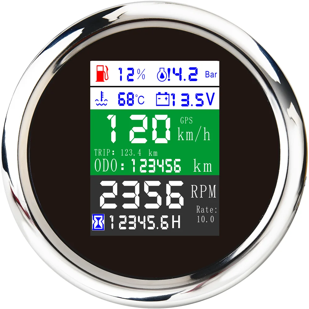 85MM Digital Car Speedometer 6 In 1 Multifunctional RPM Fuel Level Water Temp With Alarm GPS Speed Meter For Car Motorcycle