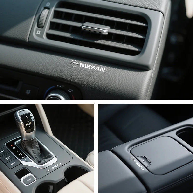 Car logo, interior stickers, central decal decoration For Nissan Qashqai X J10 J11 Trail Tiida Teana Skyline Juke X-trail Almera