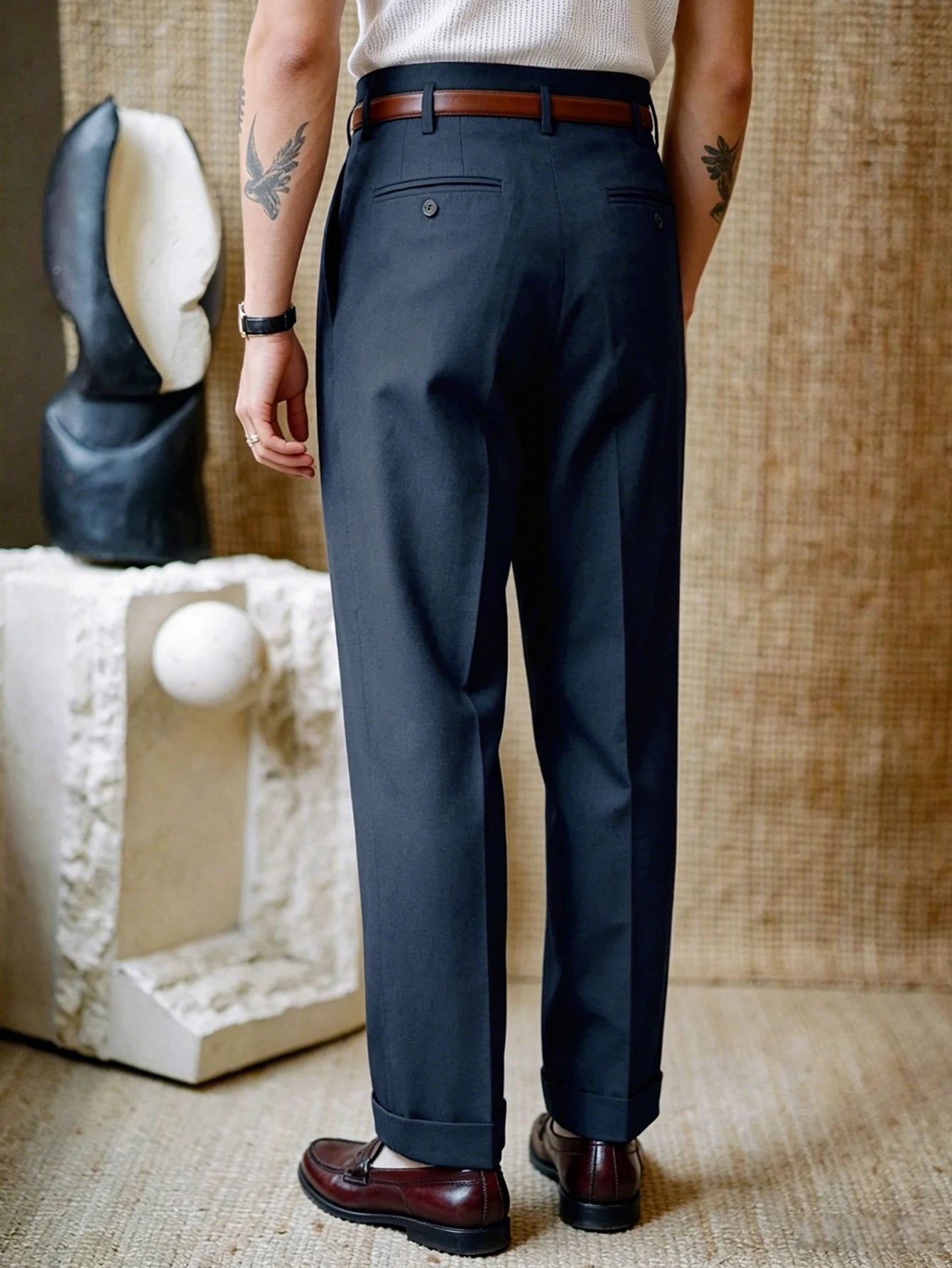2026 SS Men's Woven Suit Pants,Straight Leg Trousers, Button & Zip Pocket,Loose Business Casual Formal Summer Pants,No Belt Pant