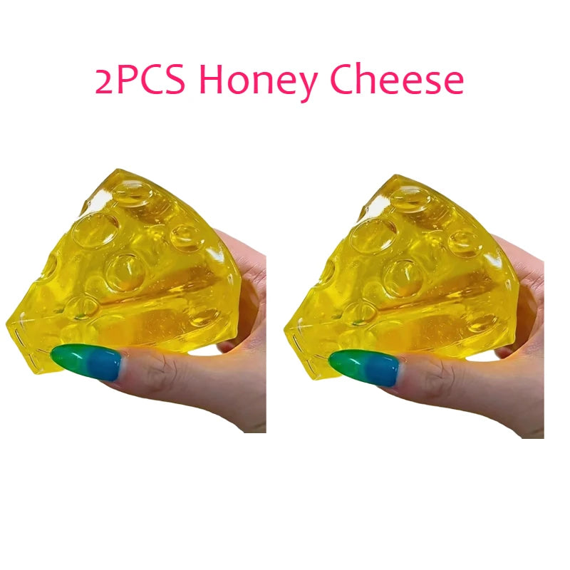 Squishy Honey Cheese Square Fidgets Toys Super Soft Mochi Cheese Squeeze Toy Funny Anti-stress Sensory Toy for Adults Gifts