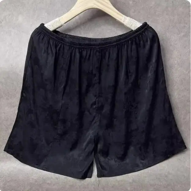 100% Mulberry Silk Men Boxer Underwear Couple Rubber Band Thin Short Home Pants Promotion Woman Can Wear