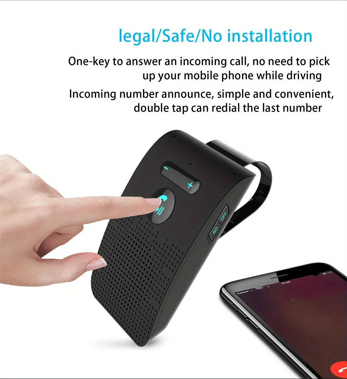 Wireless Bluetooth Hands-Free Car Kit with Sun Visor Speakerphone for Multi-Point Calls