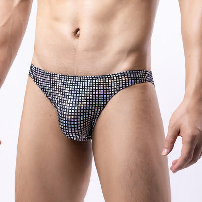 Men's Sexy Shiny Sequin Briefs Fashion Glitter Design Soft Skin-Friendly Breathable Comfort Nightclub Party Underwear