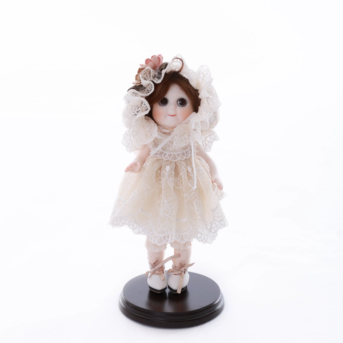 Cloveray 8 inch Movable Joints Vintage Porcelain Doll Delicate Lace Costume Fully Poseable Handmade Ceramic Collectible Gift
