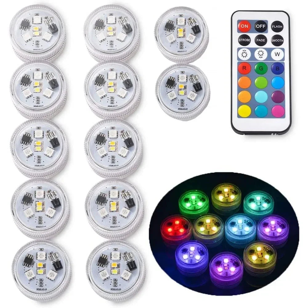 1-10pcs LED Car Interior Environmental Light Remote Control Decoration Car Roof Foot Atmosphere Light Rolor Batter