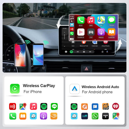 KEBIDUMEI Wired to Wireless Carplay Mini Car AI Box Adapter 5.0GHz WiFi Android Auto Bluetooth 5.2 Smart Dongle Car Accessories