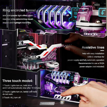 ROKR Pinball Track Model Assembly Set - The Future City, 3D Adult Puzzle, DIY Miniature Model Set, Ideal Gift for Adults, MR02S