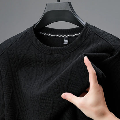 New Best-selling Fashion Men's Fried Dough Twists Shape Warm Top Long Sleeve Sweater Outdoor Office Round Neck