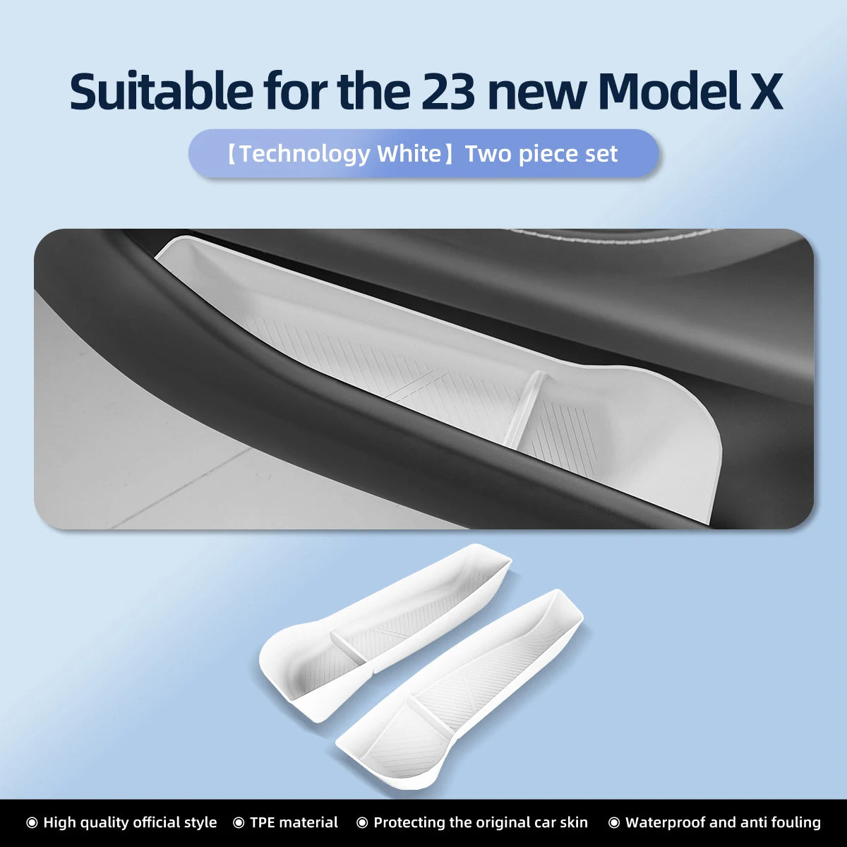 Car Door Side Storage Box  For Tesla Model X S 2023 2024 TPE Gate Slot Anti Dirty Storage Organizer Tidying Car Accessories