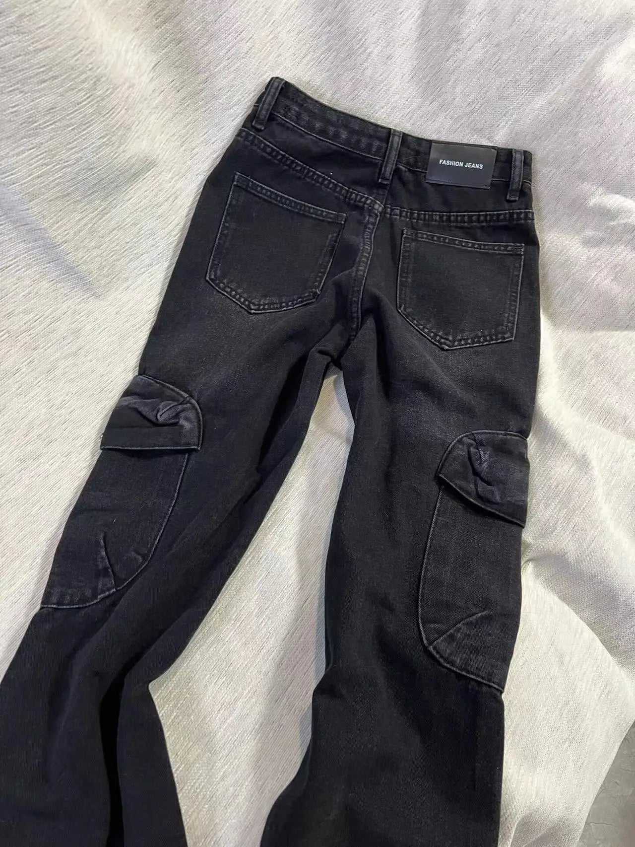 Spring Autumn High-End Heavyweight Street Casual Workwear Pants Vintage Washed Retro Flared Jeans Women Trendy Straight Leg J...