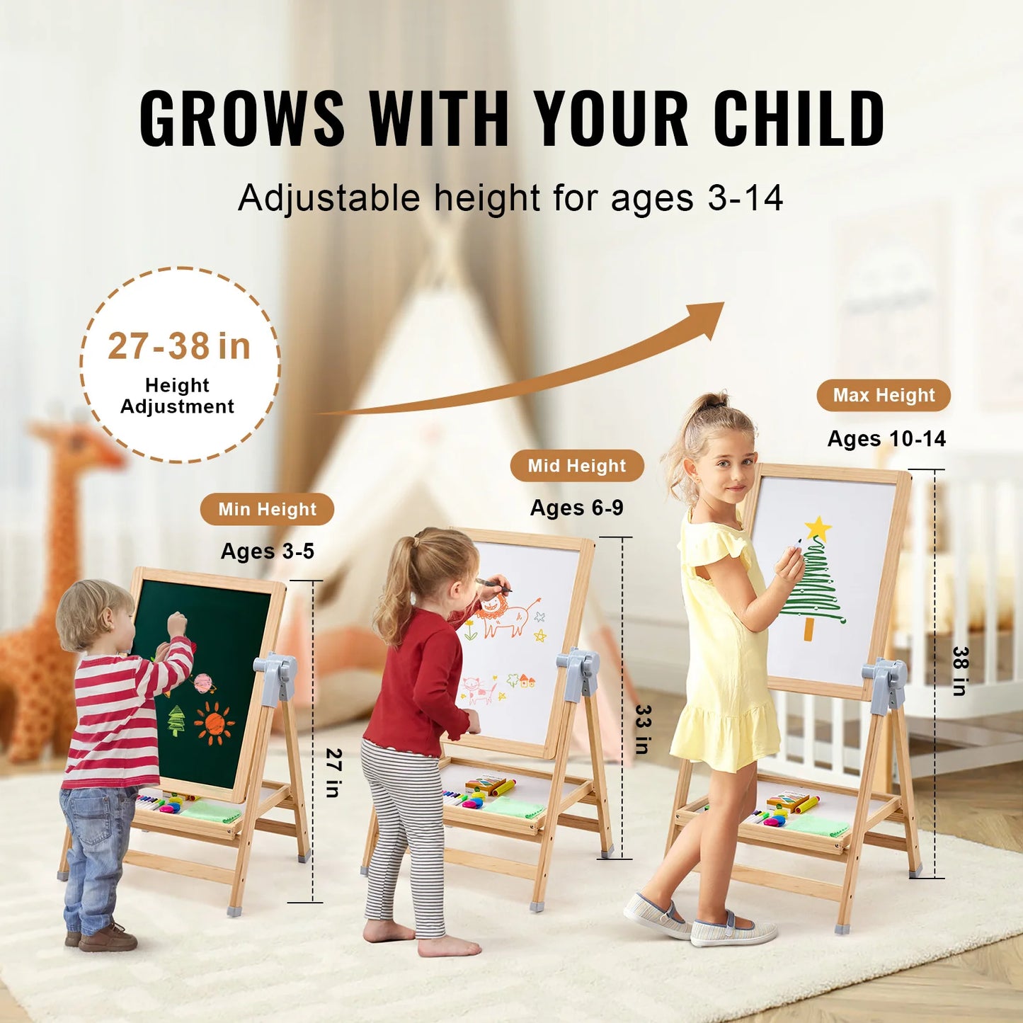 SucceBuy Standing Magnetic Drawing Board WordPad Art Easel with Painting Accessories Children Educational Toys for Kids Girl Boy