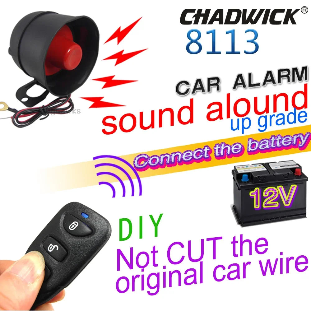 NEW Portable Universal 12V Vehicle Burglar Alarm Security Protection Auto Car Alarm System  & 2 Remote Control Auto Burglar