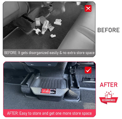 Rear Center Console Organizer for Tesla Model Y Juniper 2025 2026 Trash Can 2nd Row Under Floor Storage Box Bin Mat Accessories
